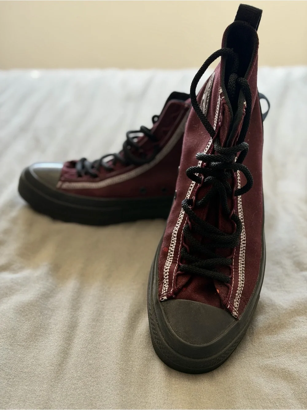 Converse Burgundy and Black High-Top Sneakers with Black Trim - Picture 7 of 8
